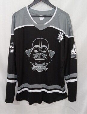 Star Wars Darth Vader Dark Side Black Gray Graphic Hockey Jersey Size XL